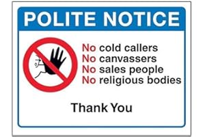 VSAFETY V Safety Polite Notice: No Cold Callers Or Sales People Sign - 150mm x 100mm - Self Adhesive Vinyl