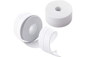 Houdao 2 Rollos de Cinta Antimoho Adhesiva Bañera Rodapie Flexible Autoadhesivo 3,8 cm x 3,2 m PVC Cinta de Sellado Impermeable Ba?era para Baño, Cocina, Inodoro, Esquina de Pared
