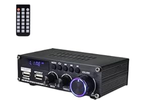 NAMYOPRCE 600W Mini Bluetooth Amplificador Audio, HiFi de 4.0 Canales Audio Stereo Music Reproductor, SD Card/USB Input/FM Radio, para PC, TV, Amplificador Coche, casa Altavoz, subwoofer BT 12v 220V