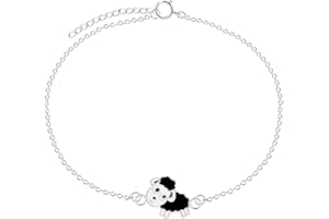 LOVE YOUR CITY Bracelet petit mouton noir. Bijoux cadeaux pour filles, enfants. Bijou pour enfants soigneusement travaillé en argent sterling 925 avec émail. 14-17 cm réglable, 17 centimeters, Argent