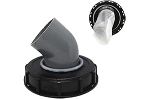 KATSIRO Filtro de Tapa IBC, Filtro de Agua de Lluvia de Nailon, 163 mm, Lavable con Tapa para depósito de Agua de Lluvia IBC, Color Negro (45°)