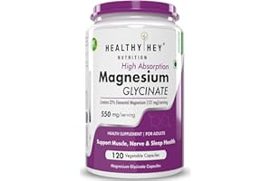 HealthyHey Nutrition High Absorption Magnesium Glycinate -120 Vegetable Capsules