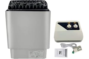 Cozyel 9KW Elektro Saunaofen 380V Edelstahlmantel Saunaofen Trockensauna Wandmontage Sauna Heizung mit Außensteuerung, 32-210 ℉ für 9-14m³ Raum Zuhause Saunaraum Bad Dusche SPA