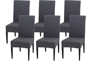 Littleprins Stuhlhussen 6er Set Schwingstühle Stretch Stuhlbezug elastische Hussen für Stühle Stuhlüberzug für Esszimmer Stuhl Hochzeit Partys Bankett (Grau)