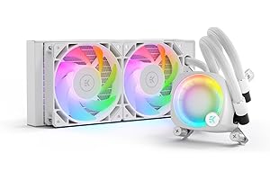 EKWB EK Nucleus AIO All-in-One Liquid CPU Cooler with EK FPT Fans, Water Cooling Computer Parts, 120mm Fan, Compatible with Latest Intel & AMD CPUs (240mm, White - CR240)