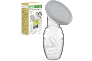 Extractor de Leche Manual haakaa con Tapa de Silicona Alimentaria – Diseño Patentado, Operación Silenciosa Manos Libres, Succión Natural, A Prueba de Derrames, 4oz/100ml, Gris
