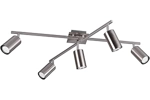 ‎MEINEWUNSCHLEUCHTE meineWunschleuchte 5-flammiger schwenkbarer Deckenstrahler aus Metall Silber matt, Breite 77,5cm
