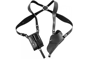 DONGKER Schulterholster, vertikales Leder Pistolenholster verstellbare für verdecktes Tragen mit doppelter Magazintasche für 1911 92 96, G 48 45,43,19, QSZ92 und die meisten Arten von Pistolen