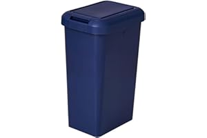 KetoPlastics Touch and Lift Rectangle Swing Kitchen Bin - 45L Waste Rubbish Recycle Bin - Navy Blue