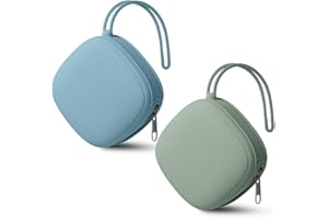 Aolso Silikon Baby Schnullerbox, Quadrat Aufbewahrung Schnullerhalter Case, Tragbare Schnulleraufbewahrung Box, BPA-Frei Schnullertasche, Wasserdicht Schnullerbox, Mädchen & Junge (Blau- Grün)