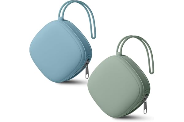 Aolso Boite a Sucette Bebe, 2pcs Boîte De Rangement en Silicone pour Sucette, Boîte À Sucettes Portable en Silicone pour Bébé, Imperméable, Sans BPA, pour Voyage en Plein Air (Vert/Bleu)