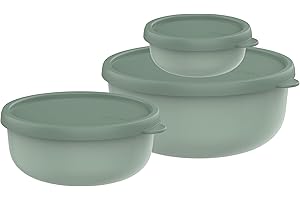 Mepal - Mikrowellengeschirr set 3-teilig Lumina - Frischhaltedosen mit Deckel für Kühlschrank, Gefrierschrank, Dampfgarer & Mikrowelle - Aufbewahrungsbox - 250 + 750 + 1500 ml - Nordic sage