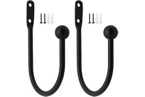 DXLing 2 Stück Raffhalter Metall Schwarz Gardinenhalter Raffhalter Wandbefestigung U-Form Raffbügel für Vorhänge Vorhang Holdbacks Tieback Hooks Dekorativer Raffhalter