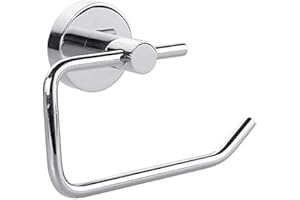 Tesa Smooz Portarotolo Wc senza Coperchio - Porta Carta Igienica Adesivo in Metallo Cromato Lucido senza Perforazione, senza Coperchio, per Bagni - Colla Rimovibile Inclusa