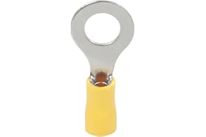 DEBFLEX Terminali elettrici | Terminali a crimpare | Punta pre-isolata | Punte di cablaggio pre-isolate | Connettore elettrico | Terminale per cavo | Confezione da 10 capicorda rotonda pre|Isolee D.8mm Giallo