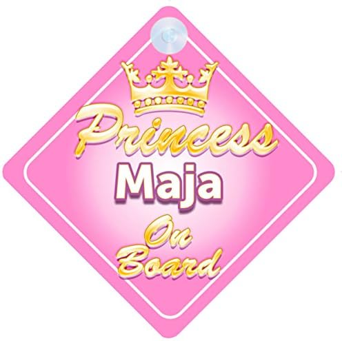 Crown Princess Maja On Board Personalised Baby / Child Girls Car Sign