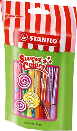 Stabilo Premium Filzstift Pen 68 Mini Sweet Colors (mit 15 verschiedenen Farben, im wiederverschließbaren Beutel) 15er Pack - 2