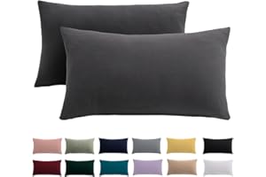 BEQNAT Kissenbezug 40 x 80 2er Set - Kopfkissenbezug 40x80 Anthrazit Für Kissen 100% Mikrofaser Kissenhülle Bügelfrei & Knitterfrei mit Reißverschluss
