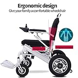 RDJM Deluxe Electric Wheelchair Motorized Fold Foldable Power Wheel Chair, Lightweight Folding Carry Electric Wheelchair, Powerful Dual Motor