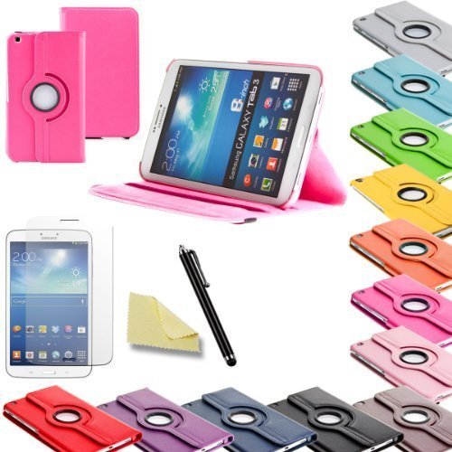 3in1 SET Tab3 8.0 360° Schutzhülle + Folie + Pen Samsung Galaxy Tab 3 8.0 SM-T310 T311 T315 Tasche Etui (Pink)