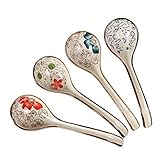 DEBON Long Handle Soup Spoon, Hand-Painted Ceramic Table Spoon