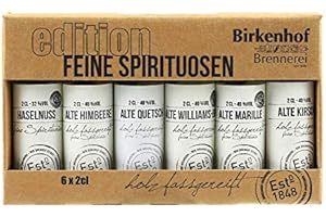 SPICEMASTERS.CO.UK BIRKENHOF Brennerei -Tasting-Set Edition:" Feine Spirituosen" - Alte Sorten im Holzfass gereift | 6 x 0,02l