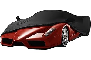 ‎TECTICO TECTICO Indoor Sportwagen Autoplane Elastisch Atmungsaktiv Staubschutz Weich Stretch Stoff Elegante Autoabdeckung für Innen Garage Auto Show, Schwarz