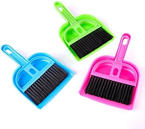 Aplus 2Pcs Mini Dustpan Brush Sets, Plastic Handle Cleaning Whisk Broom Handheld Sweeping Brush And Shovel Hard Floor Sweeper Brush for Indoor Home Office Desk Table