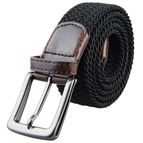 Shanxing Men's Belt Braided Elastic Fabric Webbing Belts for Men(Black) Shanxing Men's Belt Braided Elastic Fabric Webbing Belts for Men(Black)