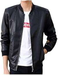 Cazadora De PU Piel Para Hombre Bomber Chaquetas De Moto