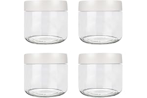 JJoexyfit Glasburk med skrubblock, övernattningsbehållare med lock, bred mun förvaringsbehållare läckage (300 ml