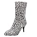 Produktbild Junjie Nenu Herbst Winter Elegante Stiefel,Leder High-Heeled Knöchel Stiefel Leopard-Printed Schuhe Kurze Plüsch Stiefel Roman Gelb Rot Grau