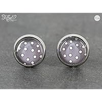 Ohrstecker Edelstahl * Cabochon - Dots gepunktet - 10 mm