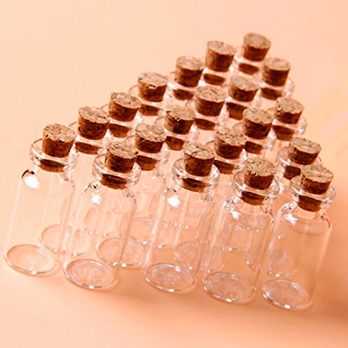 LIFECART 20Stk kleine leere Klarglas Flaschen Gläser mit korken stopper – 2ml, 16 * 35mm - 2