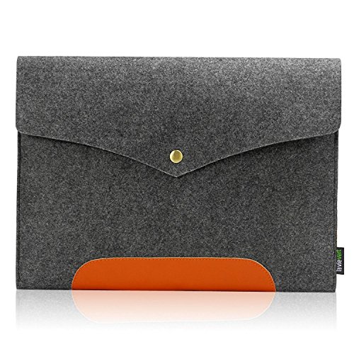 Lavievert Filz und Kunstleder Laptoptasche , Handgefertigte Schutzhülle für MacBook Air( Grau ) (13 Zoll) - 2