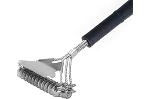LHLXZQ Brosse de Nettoyage de Barbecue, Brosses pour Gril en métal avec Poils à Deux et Grattoir, Poignée Extra Longue & Nettoyage à 360°, Accessoires de BBQ pour Tous Les Grils Extérieur