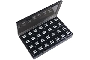 Janjunsi Portapillole Portatile Mensile 28 Giorni Organizzatore di Pillole 4 Settimane e 1 Mese Portapillole Settimanale Grande per Vitamine Oli Integratori Alimentari