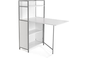 Versa Blumenau Table, Patio, Garden or Dining Room, Storage Shelf, Kitchen Furniture, H 120 x W 30 x D 62 cm, Wood, PVC and Metal, White, 120 x 30 x 62 cm