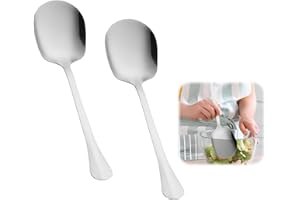 LUXSTELLAR Cucharas grandes para servir, 2 unidades, de acero inoxidable, 25,3 cm, para cocina, gastronomía, ideal para ensaladas, fideos, postres, prácticos para bufés, celebraciones familiares, restaurante
