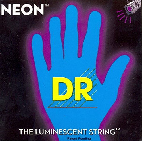 'Dr HiDef Blue Neon Medium 045, 065 085 " – 105 String Set for 4-string Electric Bass Guitar/FLUORESCENT (Glow in the Dark)