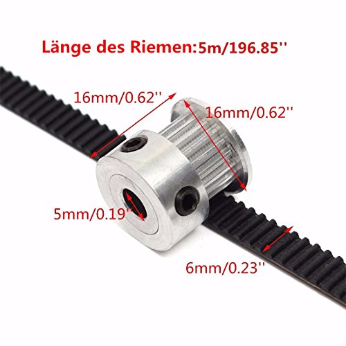 Mohoo 8pcs GT2 Zahnriemen Riemenscheibe 20 Zähne Bohrung 5mm + 5M GT2 Riemen 3D Drucker Teile - 2