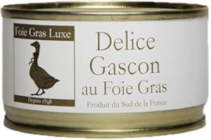 FOIE GRAS LUXE Délice Gascon au foie gras - Médaillon de foie gras canard et pâté pur porc - 130 g Origine France préparé à la ferme - Bistronomique - Pâté fermier