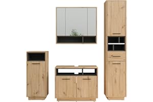 Vicco Set di mobili da bagno Beatrice, Rovere/Antracite, 4 parti