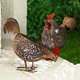 GloBrite Lot de 2 lampes solaires décoratives pour jardin en forme de poules en métal