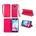 Produktbild Lonchee Samsung Galaxy S6 edge Wallet Tasche Brieftasche Schutzhülle , geprägten Design Hochwertige PU Leder Folio Tasche Case Hülle im Bookstyle mit Standfunktion Kredit Kartenfächer (rote)