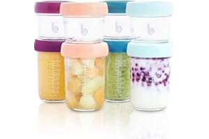 Babymoov Babybols Lot de Pots de Conservation Verre 4x100ml & 4x220 ml - Couvercles Hermétiques