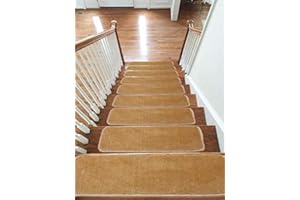 emmahome Alfombras antideslizantes para escaleras, lavables a máquina, 22 x 67 cm, 11 mm de grosor (dorado, 13)