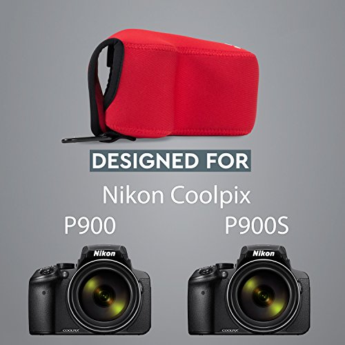 MegaGear MG1114   tui avec Mousqueton en N  opr  ne pour Appareil photo Nikon Coolpix P900 P900S Rouge