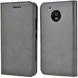 Mulbess Ledertasche im Ständer Book Case / Soft TPU für Lenovo Moto G5 Tasche Hülle Leder Etui,Grau