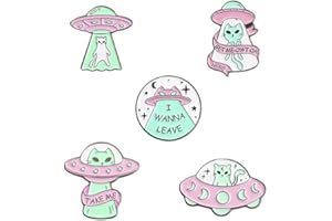 AOTEMAN Space Cat Enamel Pins Set,Cute Animal Astronaut Lapel Pins for Women Girl Cartoon Planet Brooch Pin for Jackets Backpack Accessory